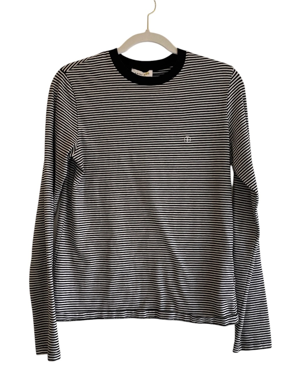 Anine Bing Black & White Striped Long-Sleeve Rylan Tee